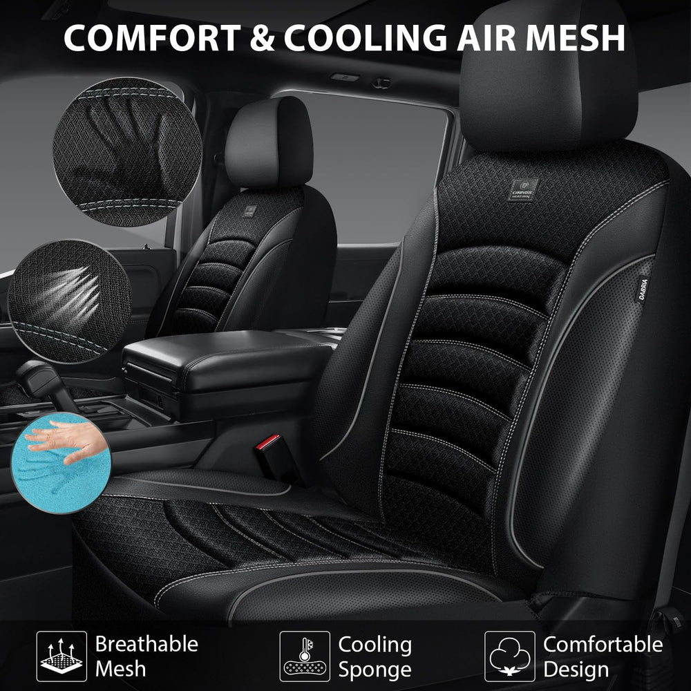 CAR PASS Comfortable 3D Foam Mesh Leather Car Seat Covers Full Sets, Air Cool...