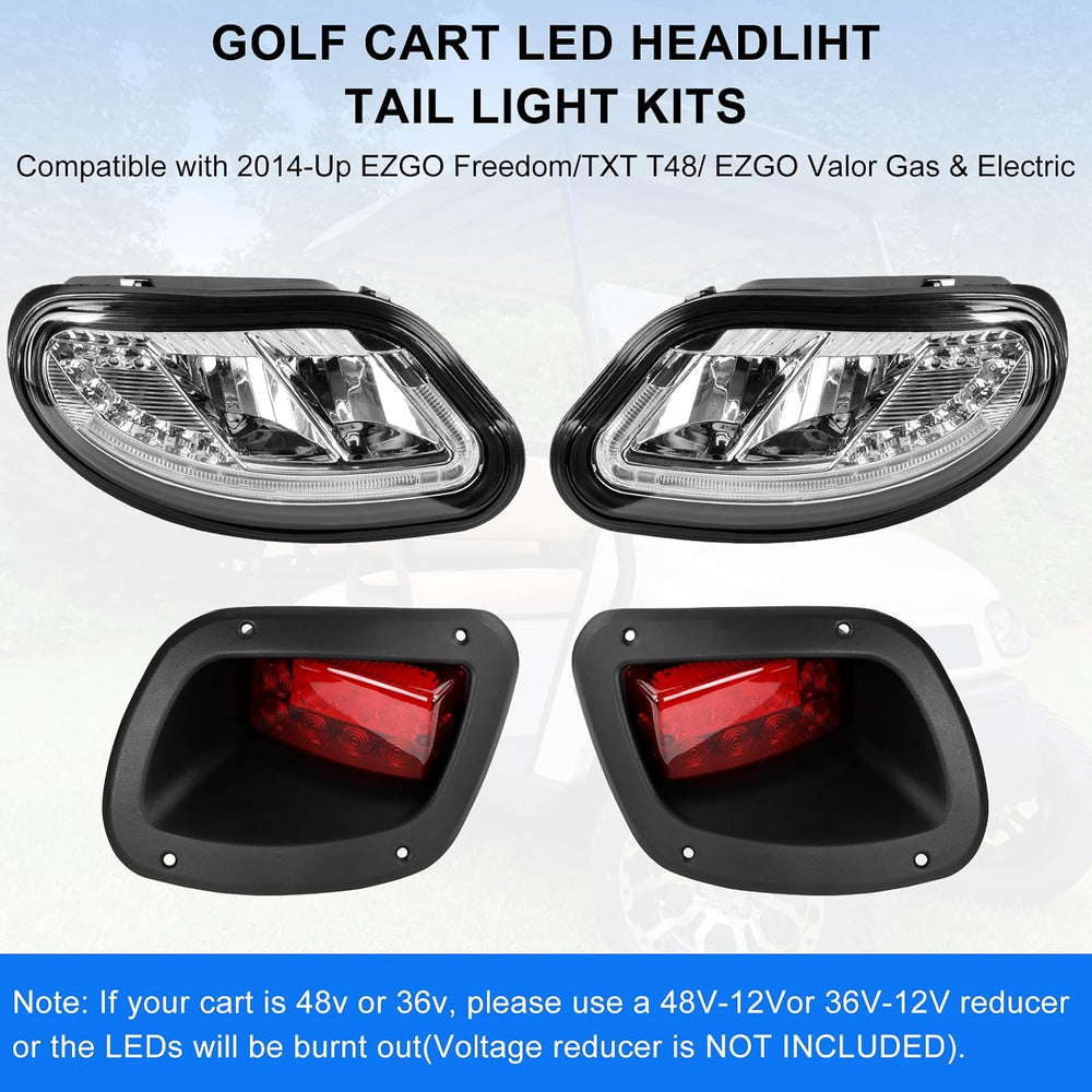 Deluxe Golf Cart LED Headlight Tail Light Kits Fit for 2014-Up EZGO Freedom/T...