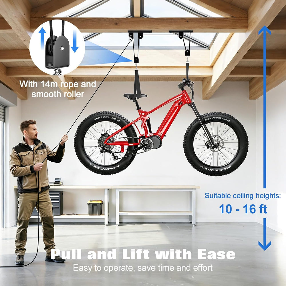Housolution Bike Hoist, [2 Pack] Overhead Ceiling Storage System with 88Lbs