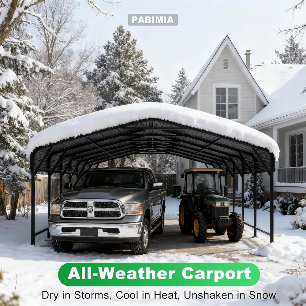 20x30 Heavy-Duty Metal Carport, Galvanized Steel Shelter for Pickup Trucks, B...