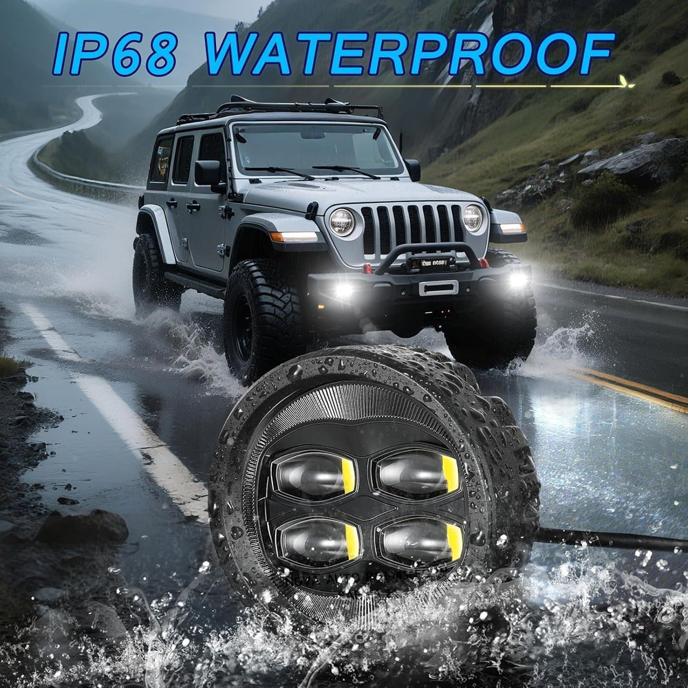 SAE LED Fog Lights, ACEC SHOP 2PCS 80W 3.5 Inch Round LED Pods DOT Approved S...