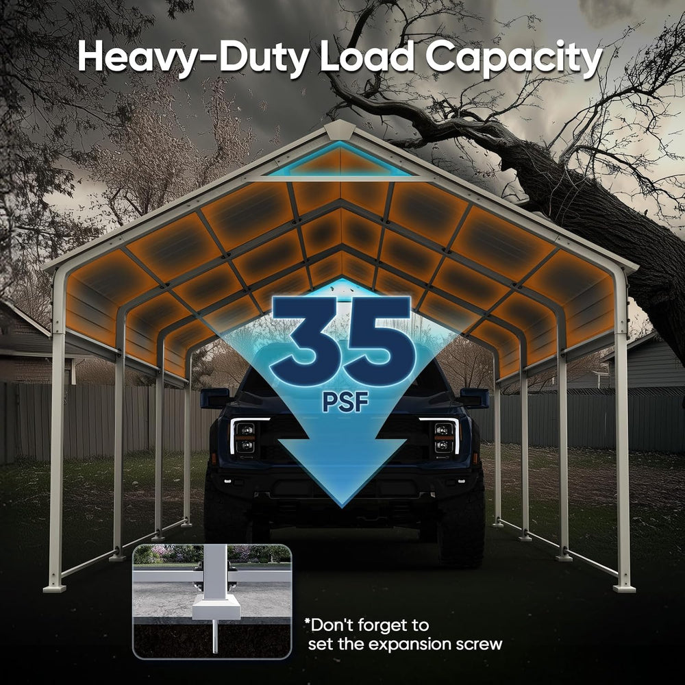 ADVANCE OUTDOOR 10x16 FT Heavy Duty Metal Carport with Vertical Roof, Pre-Dri...