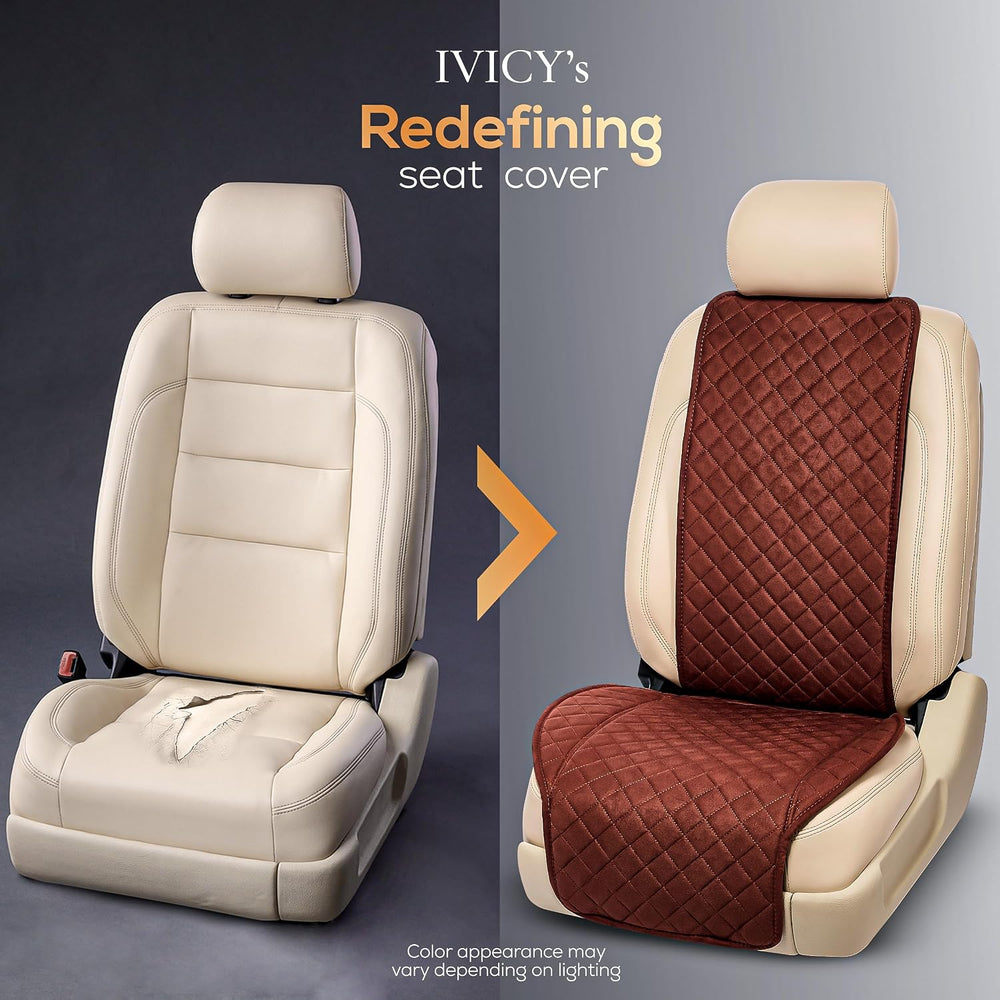 IVICY Faux Suede Front Car Seat Cover, Seat Protector, 1 Unit, Brown