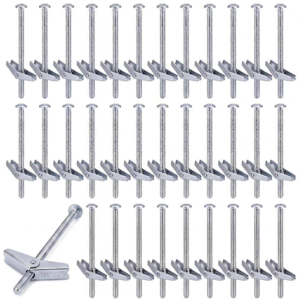 50-Pack 1/4" x 6" Extra Long Toggle Bolts, Heavy Duty Spring Toggle...