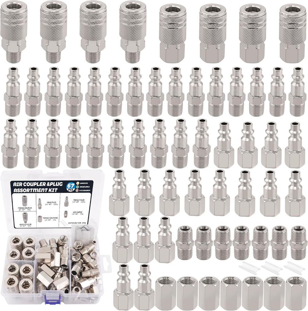 67Pcs Air Hose Coupler and Plug Kit,1/4 Inch NPT