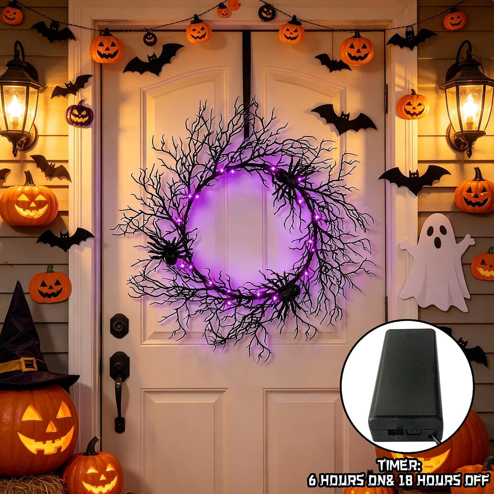 Adroiteet 24" Halloween Wreath for Front Door Halloween Decorations Outdoor