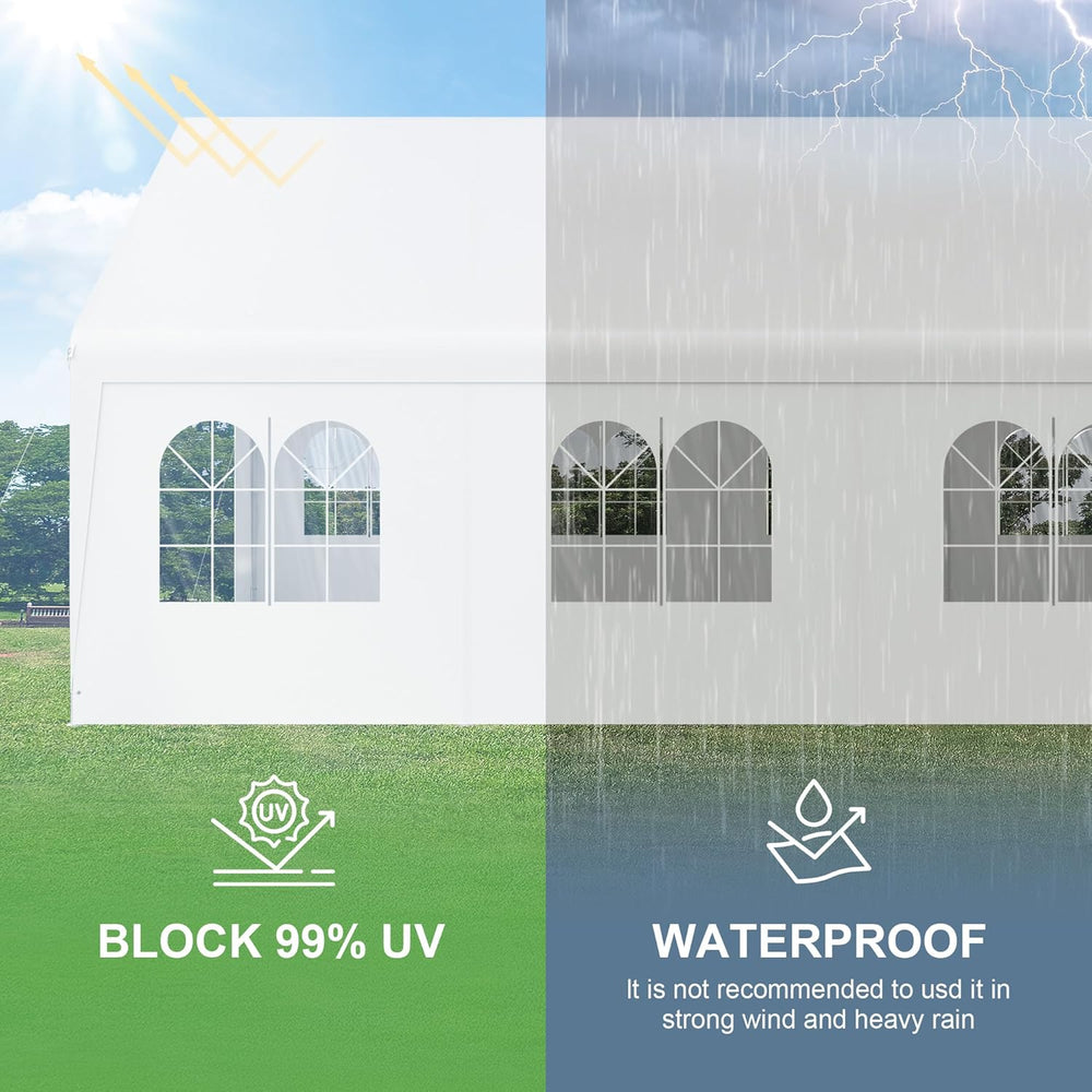 Party Tent 20’ x 20’ Outdoor Canopy Tent w/Removable Sidewall
