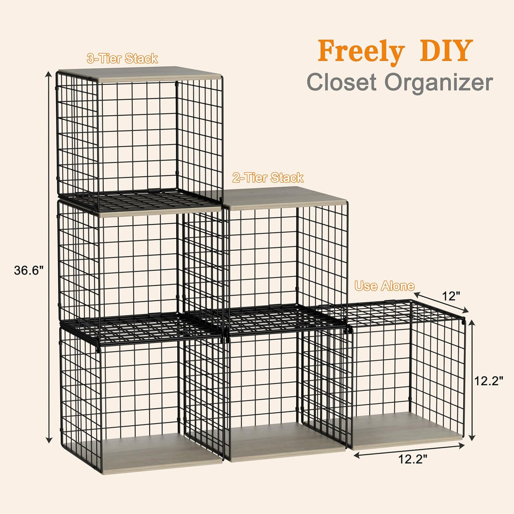 Hencawima 6 Pack Stackable Closet Organizers and Storage Basket, Closet Shelv...