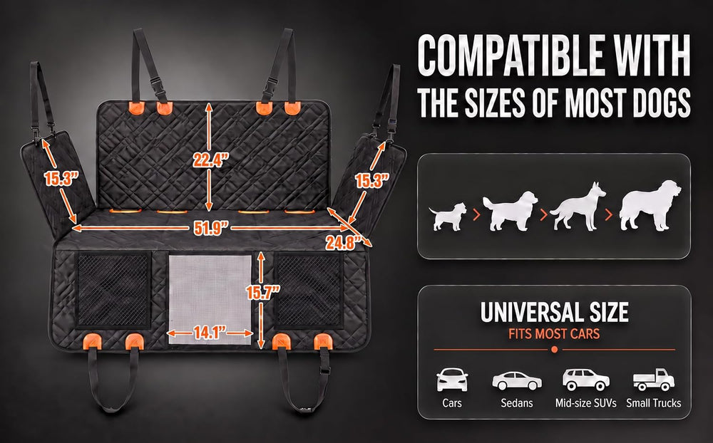 Hard Bottom Dog Car Seat Cover, Back Seat Extender for Dogs