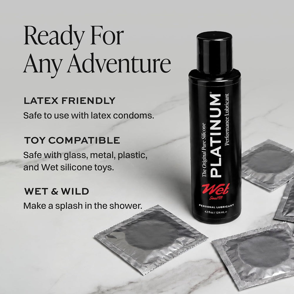 Wet Platinum Silicone Lube, Ultra Smooth, Long Lasting Glide - 128 Fl Oz