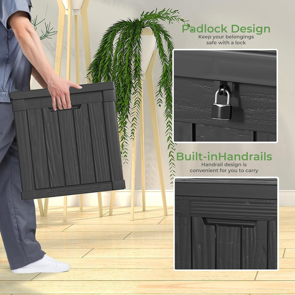PatioZen 50 Gallon Outdoor Deck Box,Waterproof Resin Outdoor Storage Boxes, O...