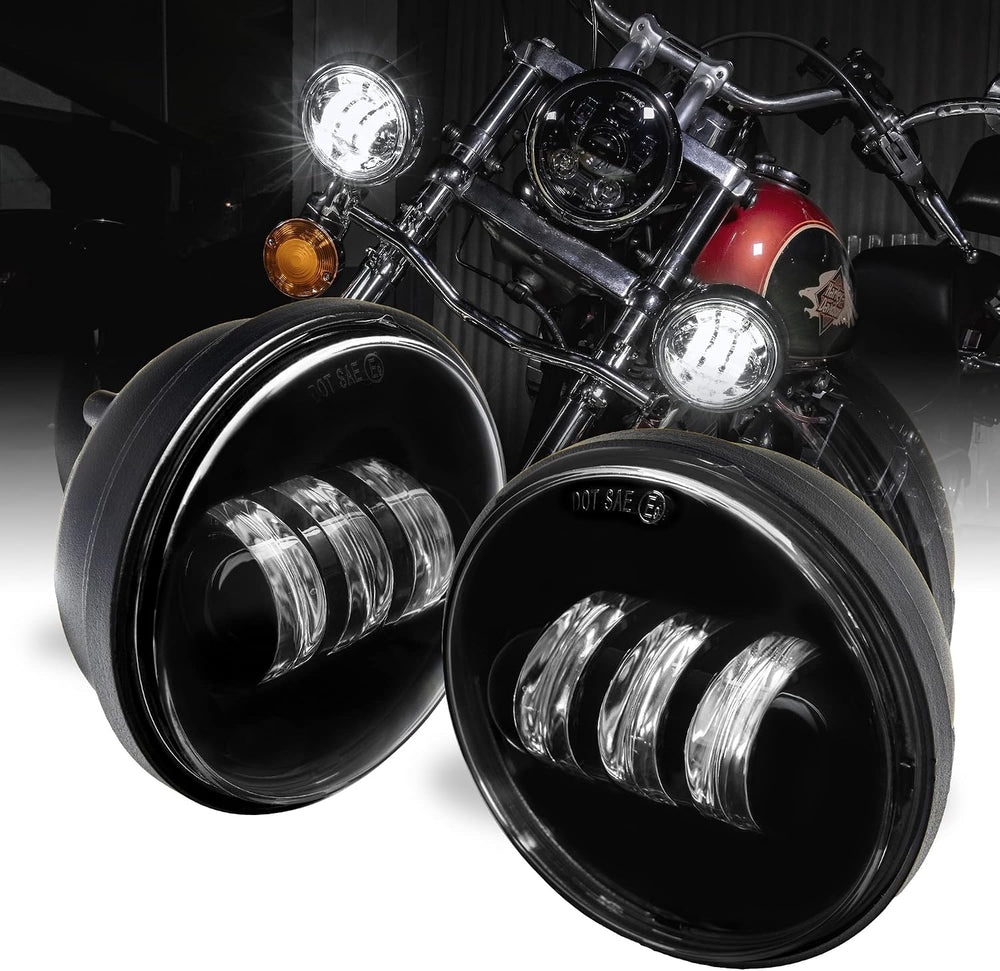 TRUE MODS 2pc 4.5 Inch LED Motorcycle Passing Fog Lights for Harley