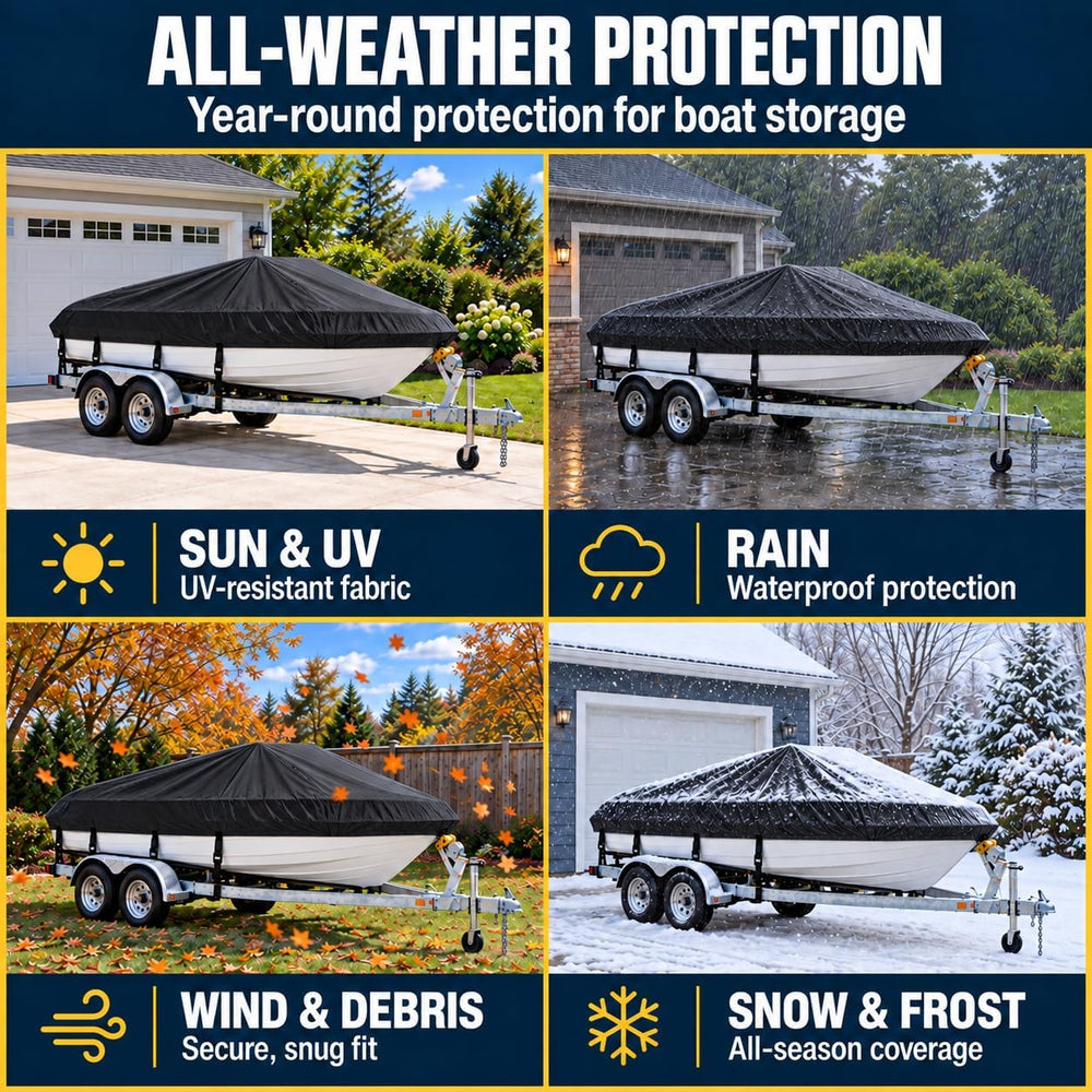 MSC Heavy Duty Waterproof Boat Cover, Trailerable Oxford Polyester Cover for ...