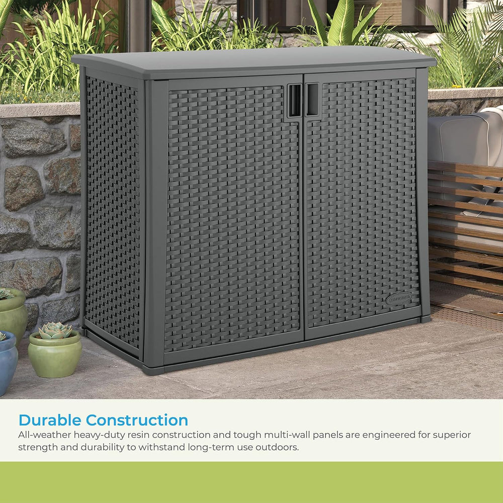 Suncast Lockable Outdoor Cabinet Storage for Patio, Garden and Backyard, 97 G...