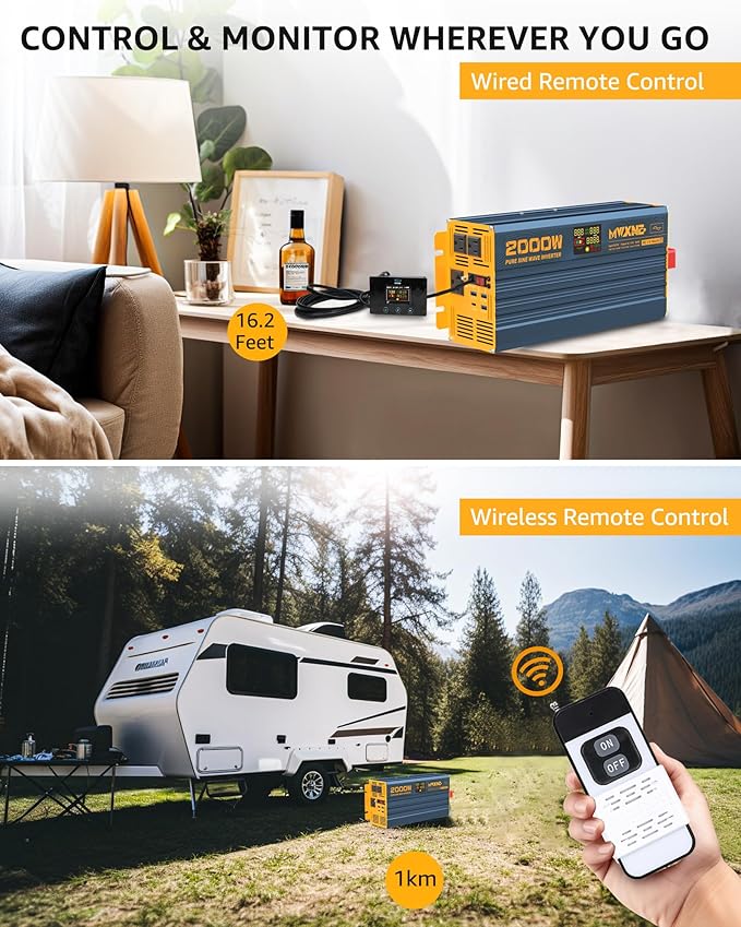 2000W Pure Sine Wave Power Inverter DC 12V to 110V 120V AC
