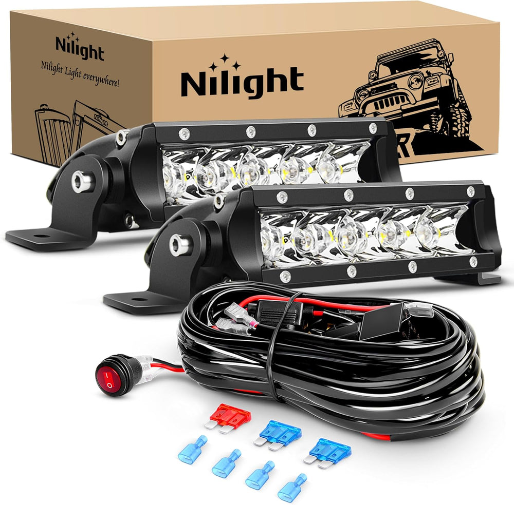 Nilight Led Pods 7 Inch 30W Super Slim Spot LED Light Bar Off Road Lights Dri...