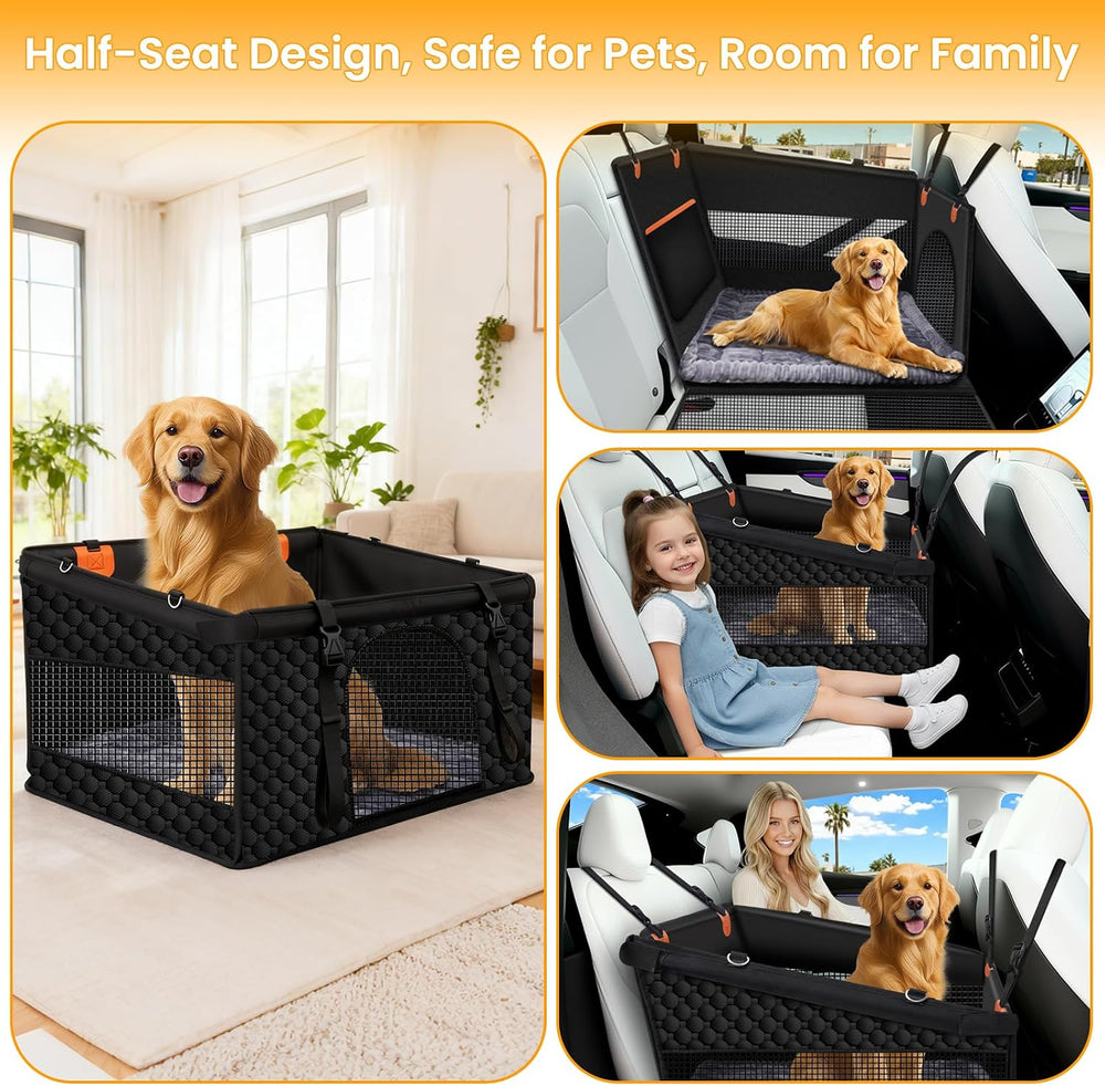 Large Dog Car Seat Half Back Seat Extender with Hard Bottom