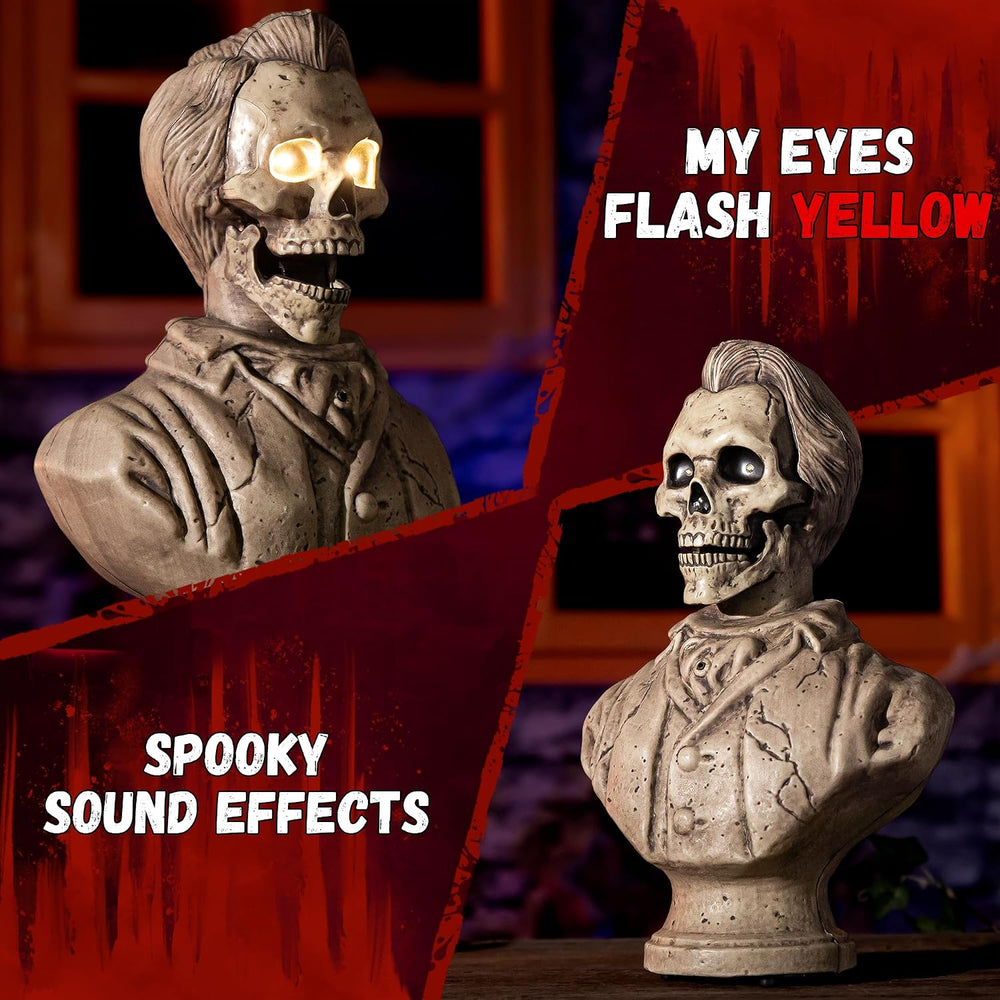 Halloween Animatronics Talking Stone Statue Decorations, Animated Props with ...