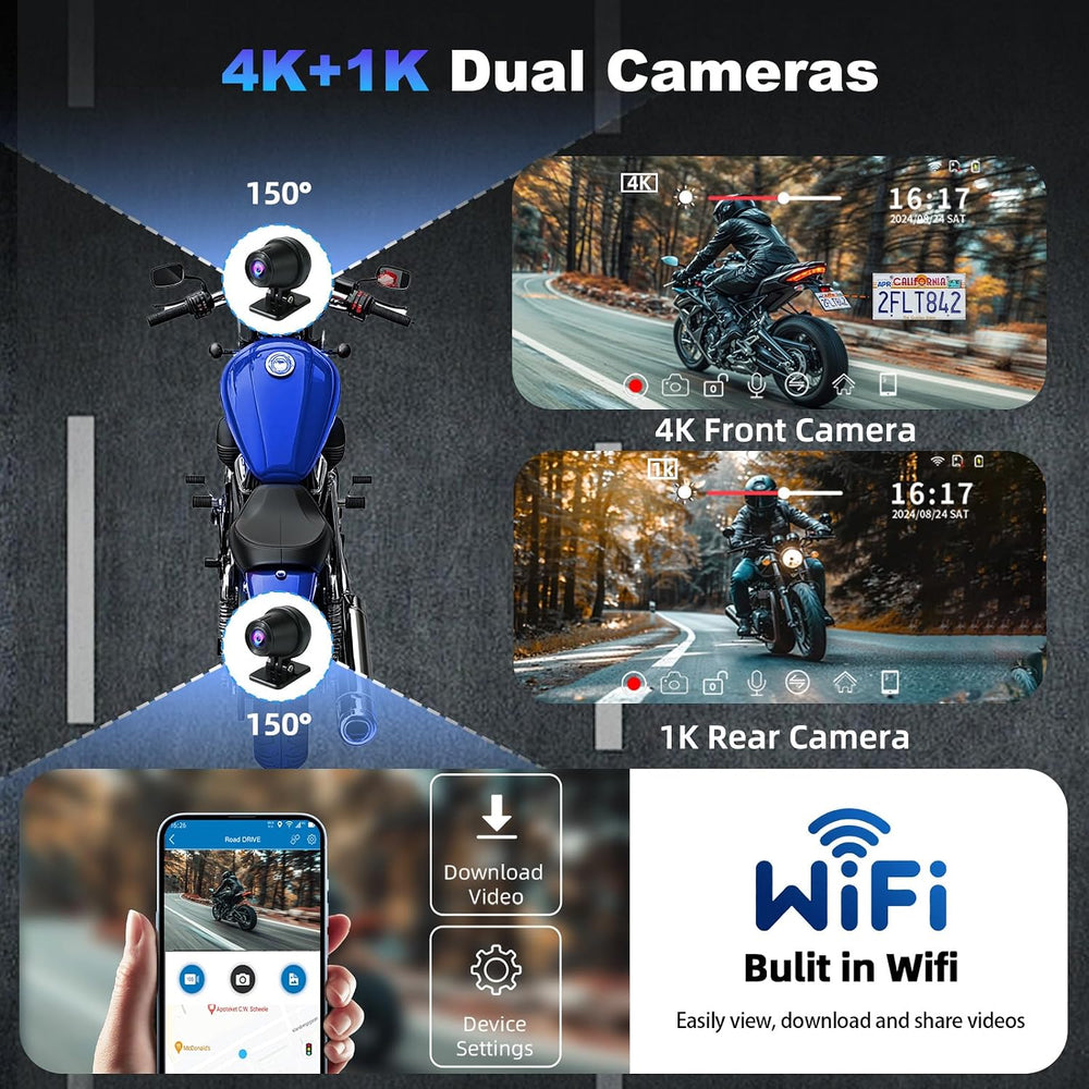 8.1 Inch Largest Motorcycle CarPlay Screen with 4K Dash Cam