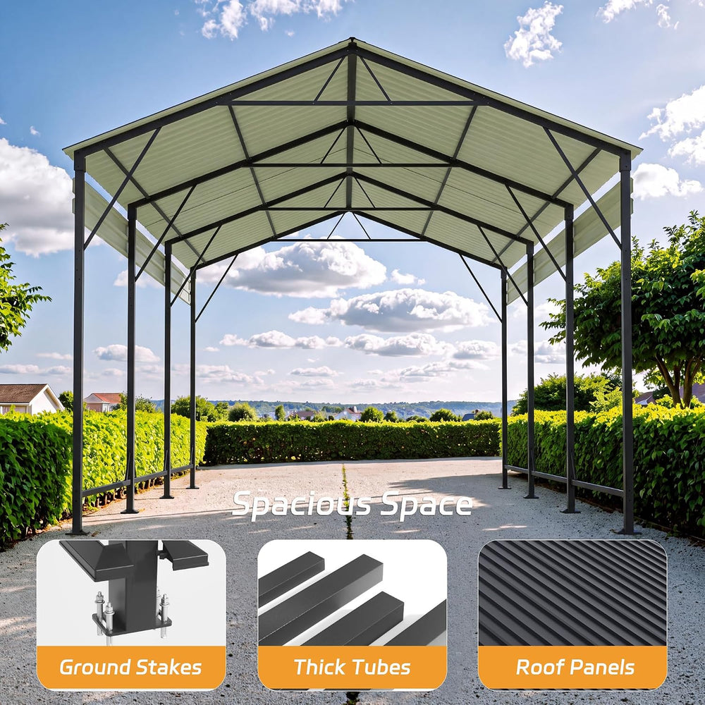 Patiowell 10x15 FT Metal Carport, Heavy Duty Carport, Black