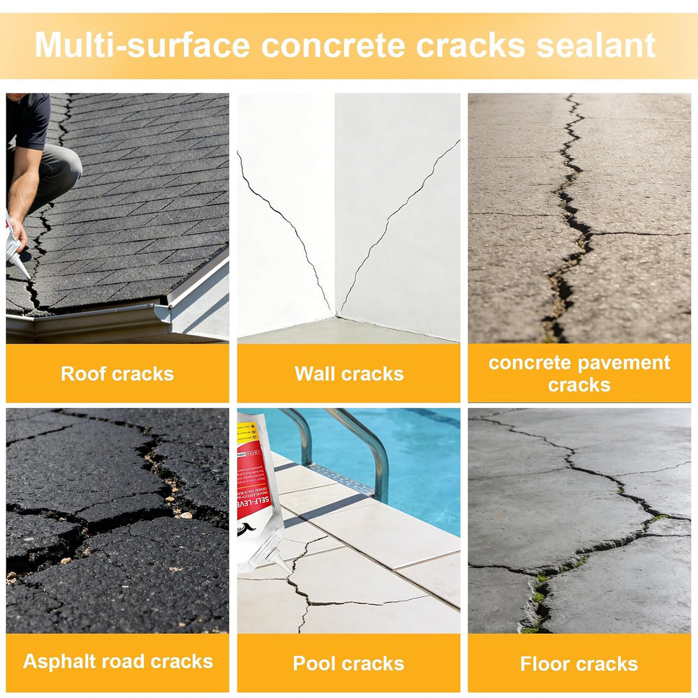 Concrete Crack Filler, 4PC High Elasticity Self-Leveling Sealant - Waterproof...