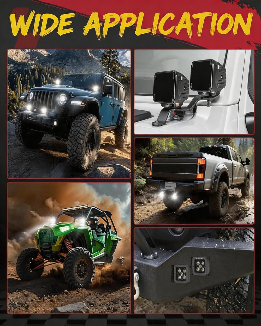 3 Inch LED Pod Lights, 100W Spot Beam Off Road Lights Ditch Lights, 2 Pack