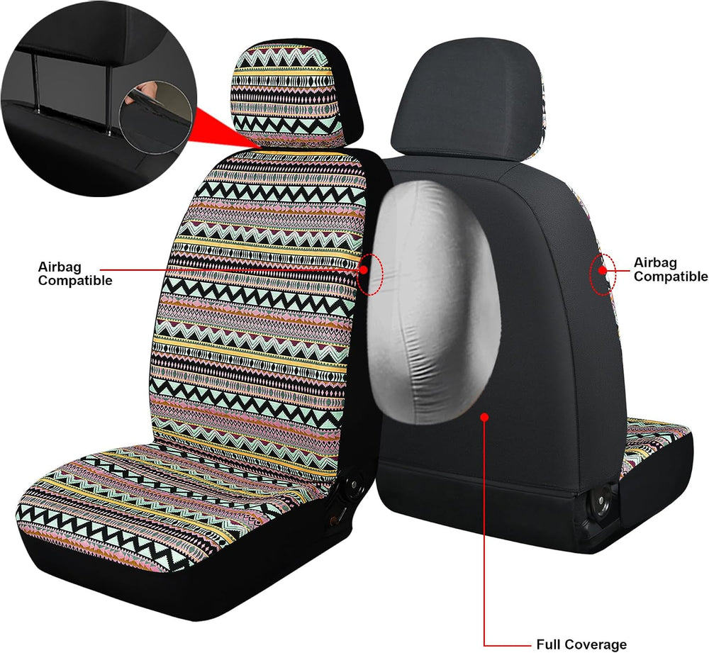 Baja Saddle Blanket Front Car Seat Covers Boho Striped Woven Covers