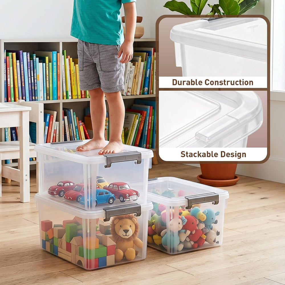 CITYLIFE 6 Packs 17 QT Plastic Storage Bins with Lids Large Stackable Storage...