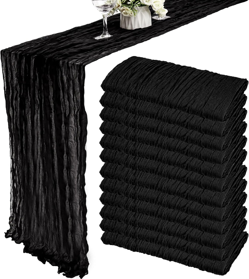 35x120 Inch Black Cheesecloth Table Runner Halloween Gothic Wedding Decor