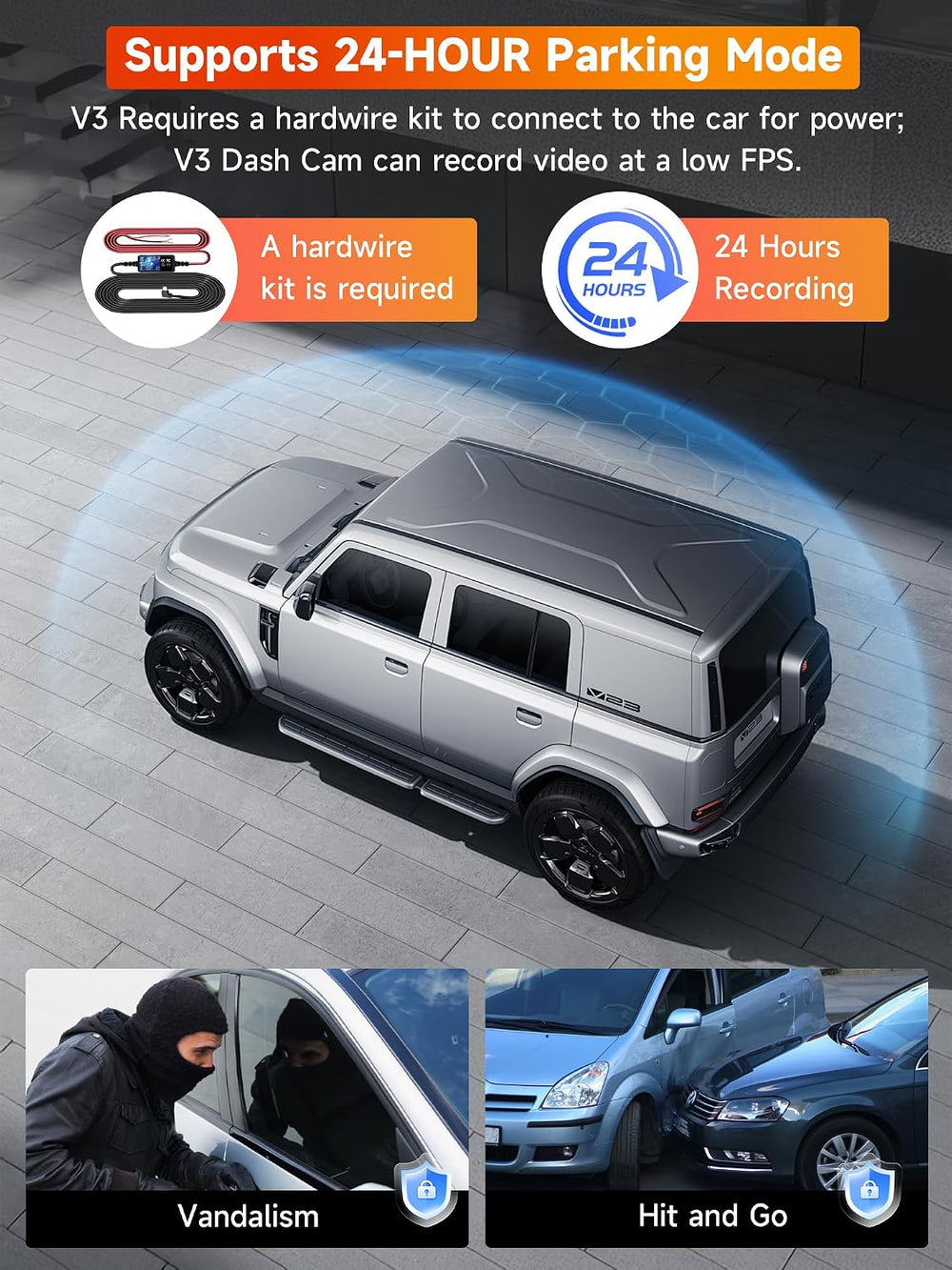 3 Channel Dash Cam Front and Rear Inside, 2.5K Front Cabin Recorder with Supe...