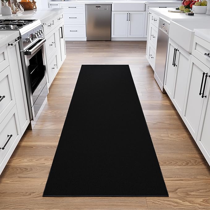 Ottomanson Hallway Runner Rug 1'10" x 12' Non Slip Solid Area Ru...