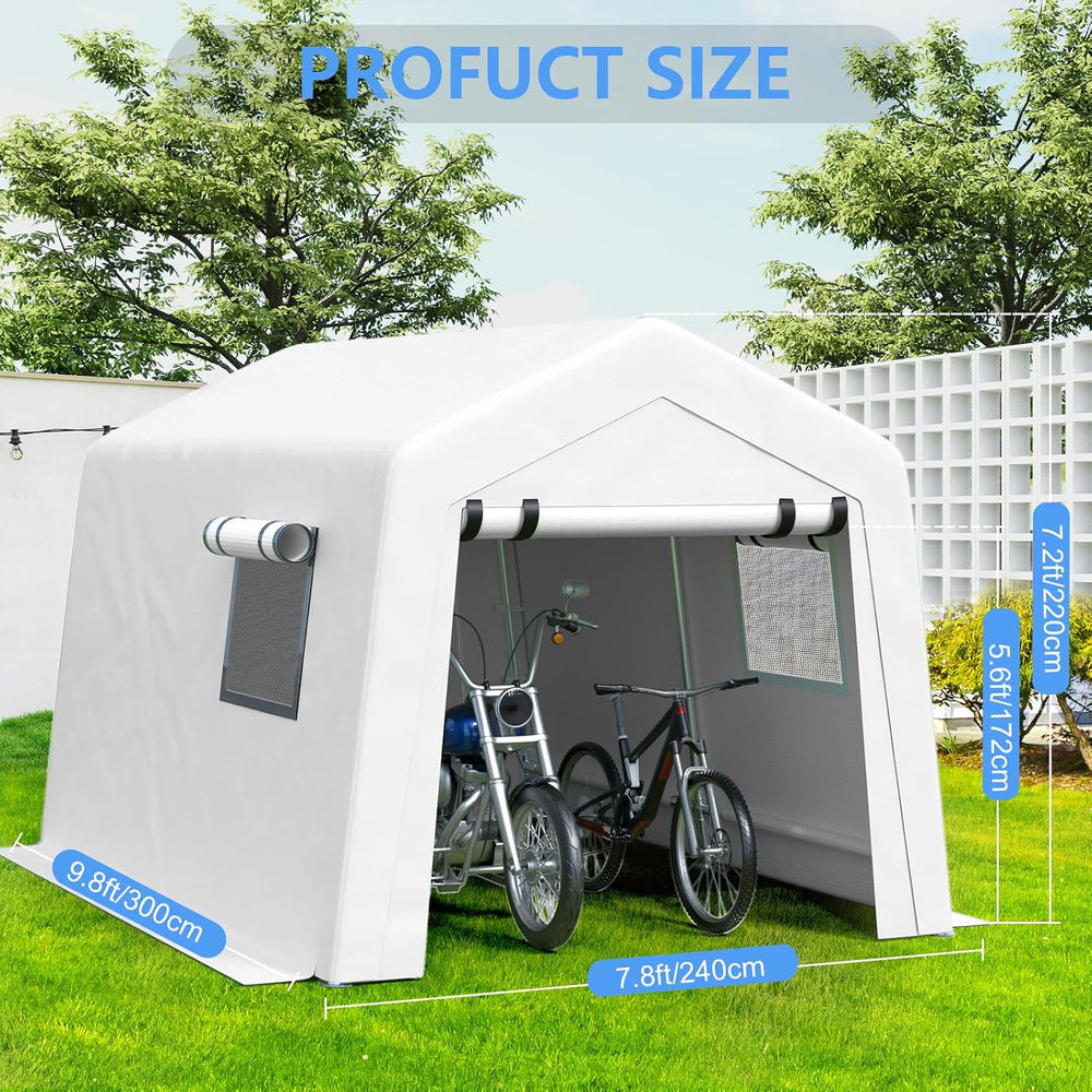 Jocoevol 8x10 FT Enclosed Carport with Roll-up Windows, Removable Sidewalls &...