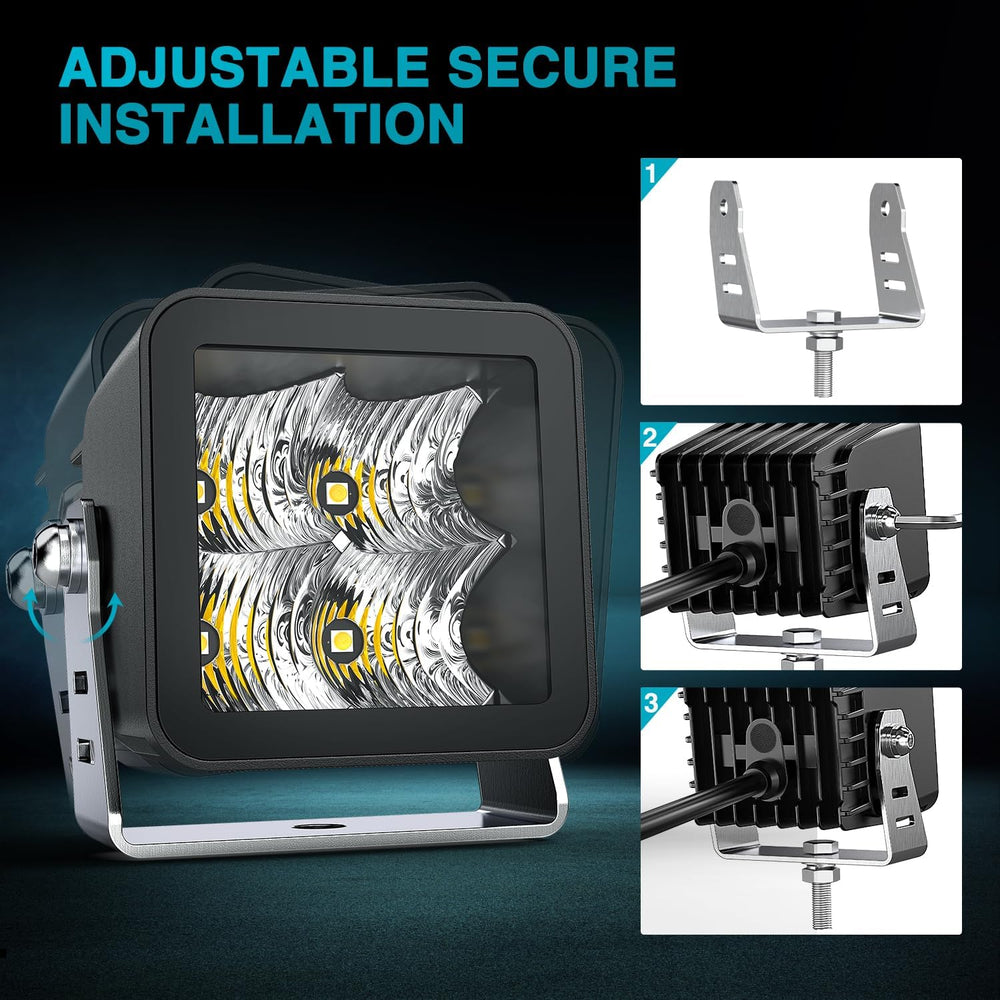 Nilight LED Pod Lights 2 PCS 3 Inch 4LED Flood Beam Square Lamps