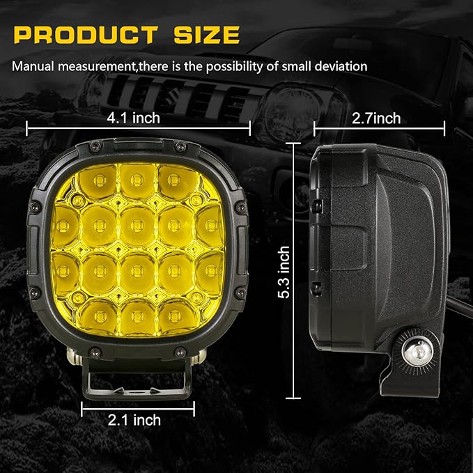 BIGLION.X 4 Inch Pair 160W 18800LM Amber Round LED Offroad Lights Yellow Fog