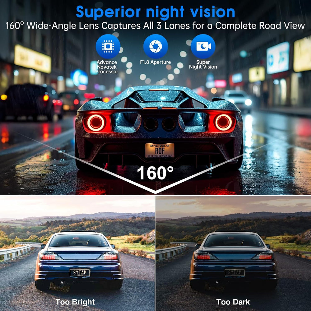Dash Cam 2.5K Front and Rear 64GB GPS 160° Night Vision