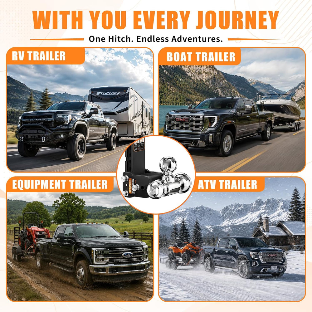 Fastgo Trailer Hitches - Fits 2.5" Receiver, Adjustable Trailer Hitch Ba...