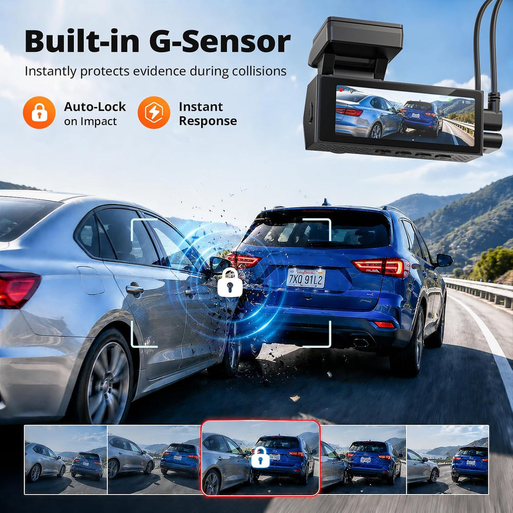 Dash Cams Front and Rear, NQJ 4K+2K Dual Dash Camera for Cars w 64GB Card