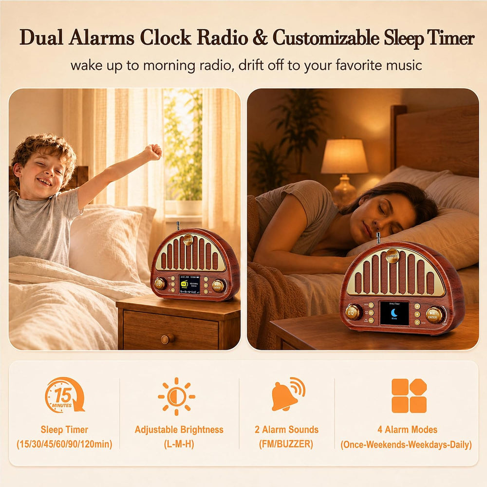 Eoxsmile FM Radio with Bluetooth, NOAA Weather Alert, 40 Presets, 3000mAh