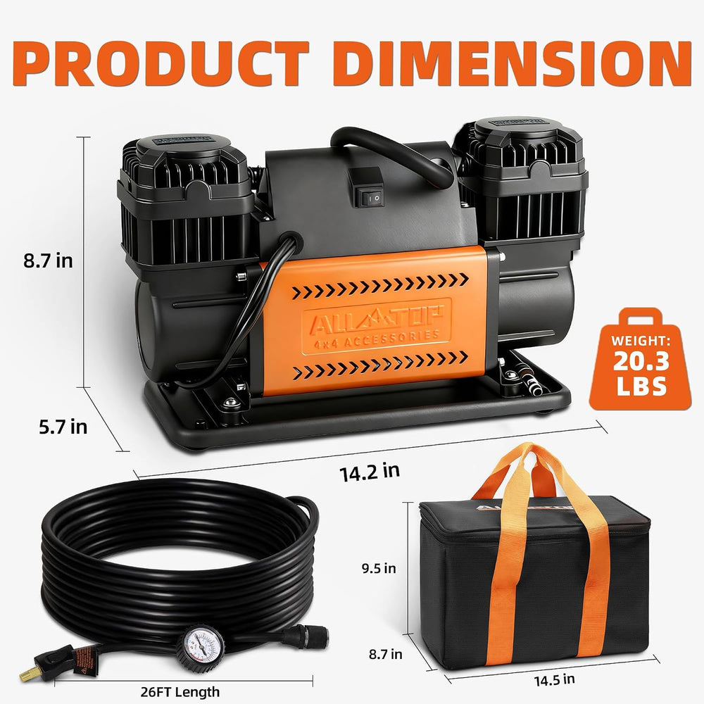 ALL-TOP Air Compressor Kit, Dual Cylinder 12V Portable Inflator 12.35 ft³/Min...