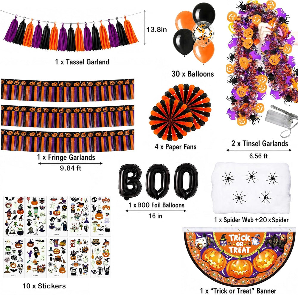 Halloween Golf Cart Decorations with Nightlight Strip Spider Web Bat Tassel