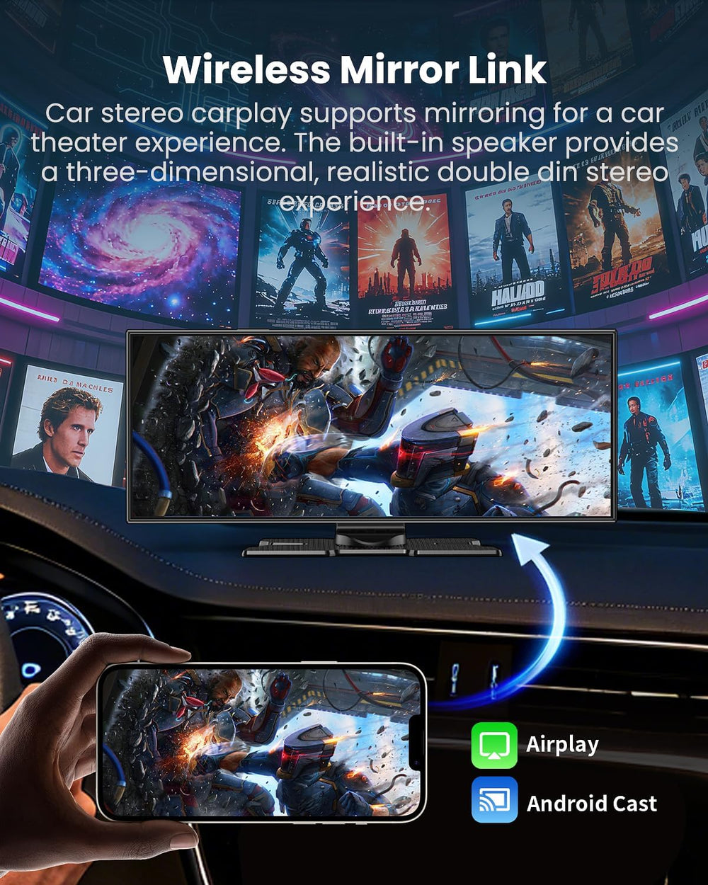 11.5" Wireless Carplay Screen for Car, Portable A pple Carplay & And...