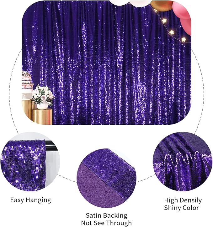 SquarePie Sequin Backdrop Less Transparent Background Sparkly Curtain for Wed...