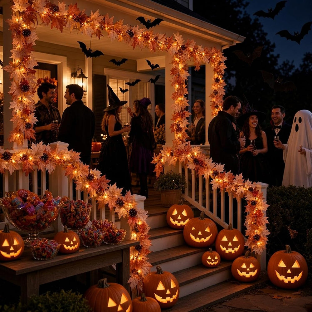 Fall Decorations for Home 9FT Fall Garlands with Lights Large Maple Leaves wi...