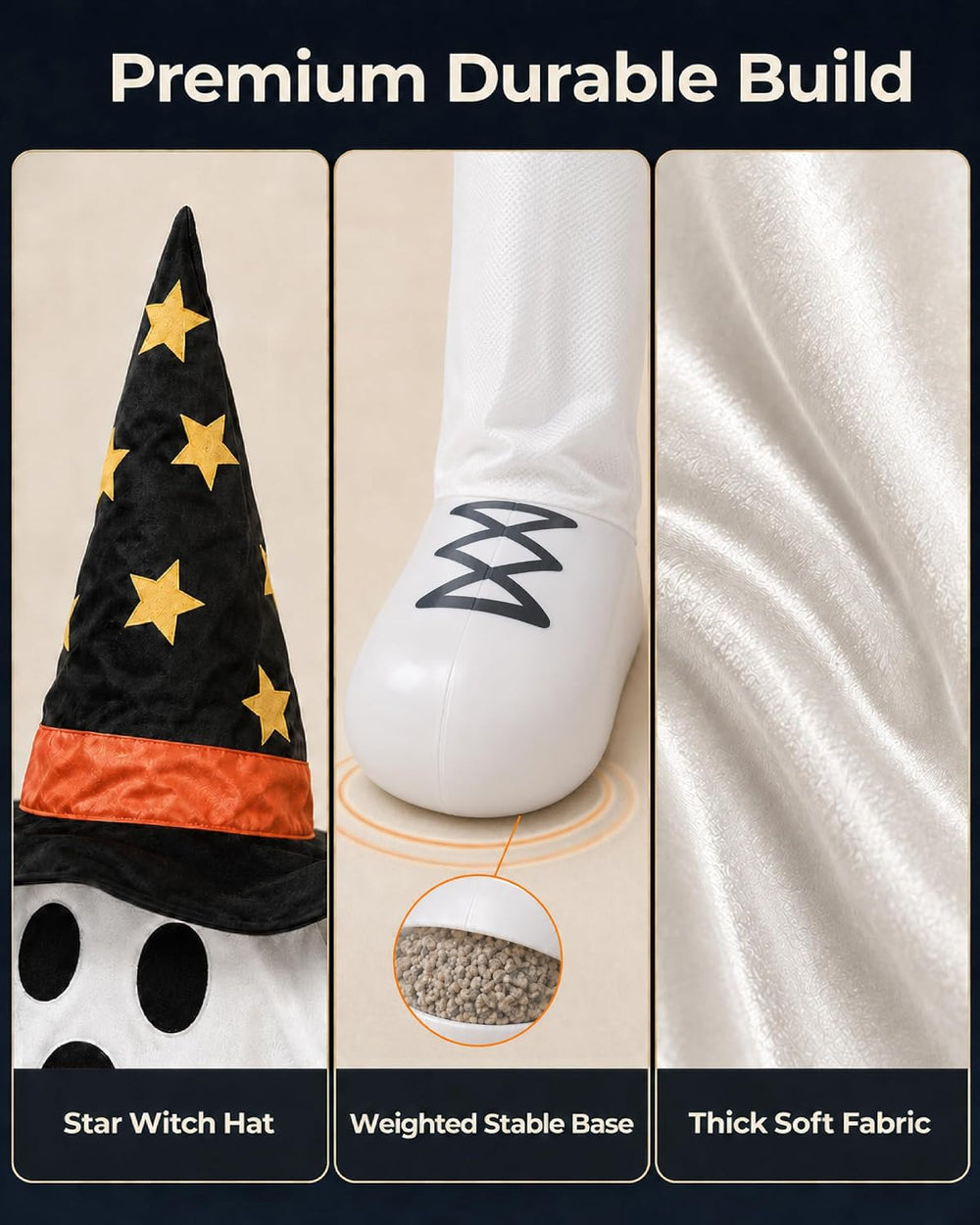 Outdoor Halloween Decorations Light Up Ghost, 37" Porch Decor RGB Lights