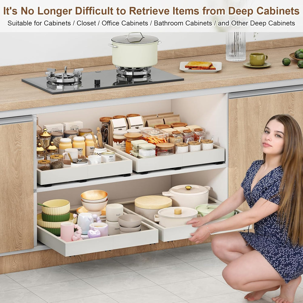 2Pc Pull out Cabinet Organizer,14"-21"W,17"-24"D,Expandable
