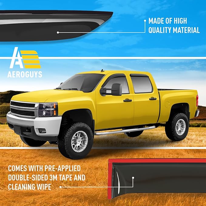 Extra Durable Window Deflectors Tape-On Window Visors Rain Guards Fit (4 pcs)