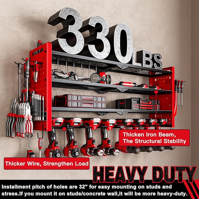 Power Tool Organizer Wall Mount, Cordless Drill Organizer, 4 Layers Large