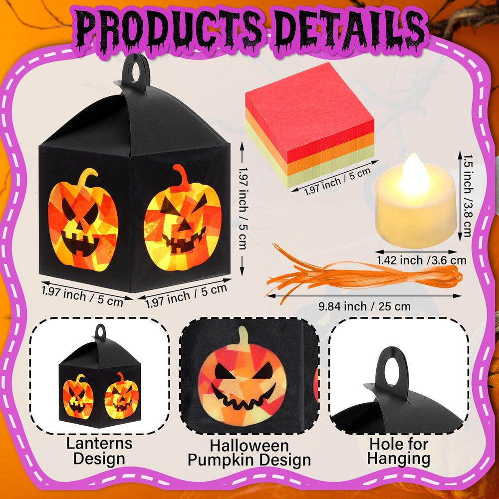 Simgoing 12 Sets Halloween Jack-O-Lantern Crafts Tissue Paper Crafts Kits