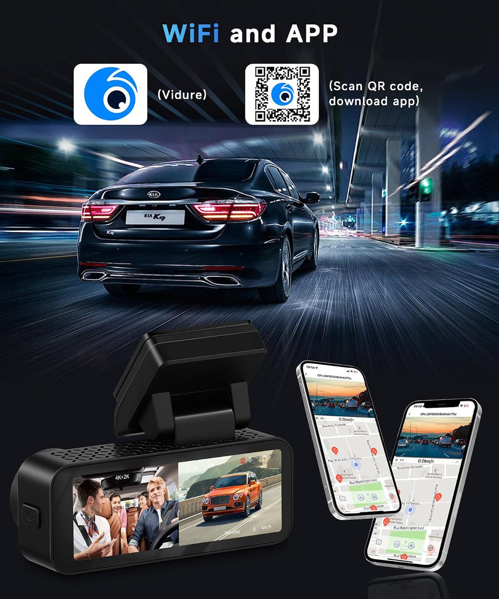 2 Channel Dash Cam 360° Front and Rear Inside, 4K Car Camera Recorder, 3.16 I...