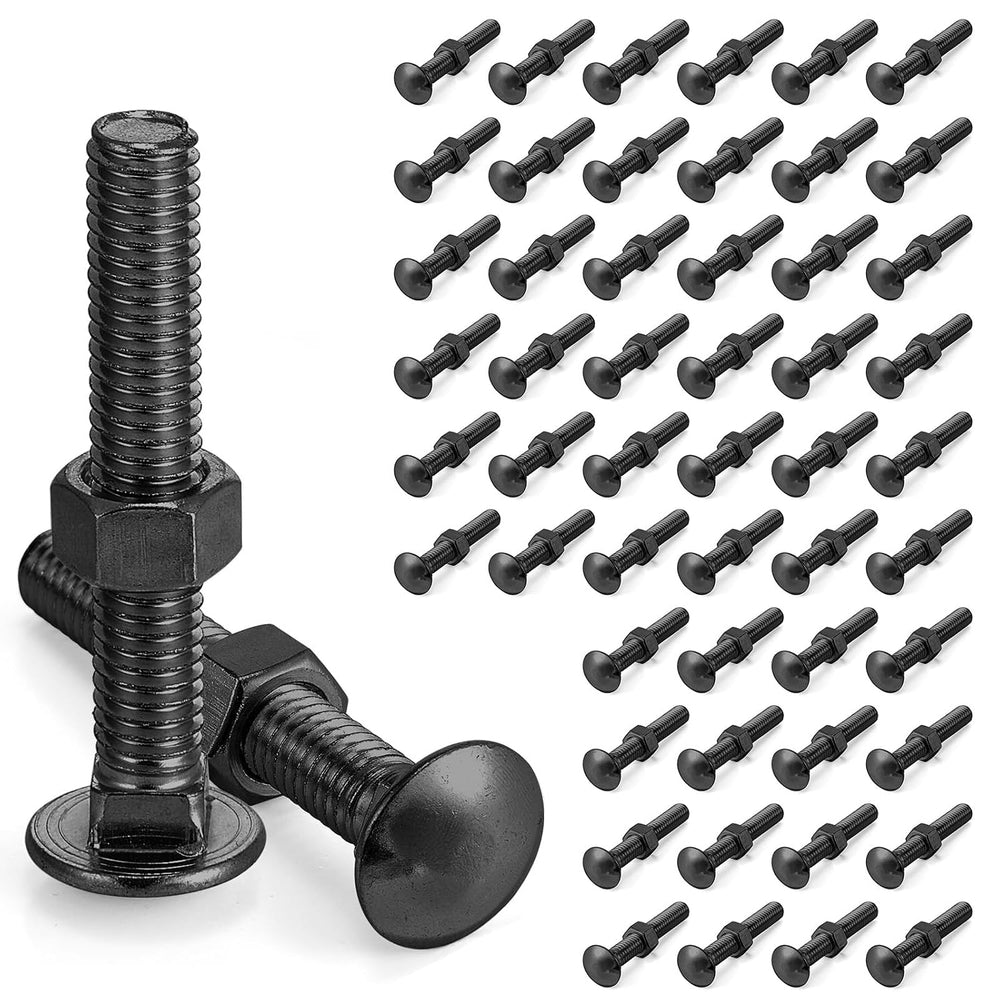 Yaocom 50 Pack Carriage Bolts with Nuts 3/8 x 6 Inch, Black
